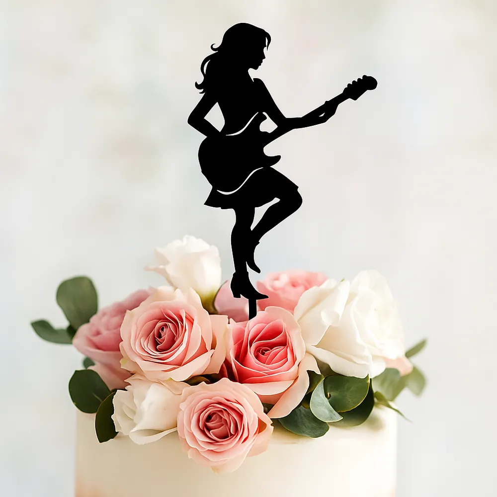 Topper gitarzystka dekoracja na tort muzyczny
