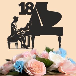 topper personalizowany gentleman grający na fortepianie np. 18 urodziny gentleman i fortepian + liczba