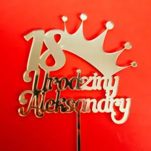 Topper urodzinowy imię + liczba + symbol: korona