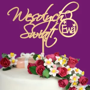 Topper personalizowany świąteczny Wesołych Świąt! bańka gwiazdy imię