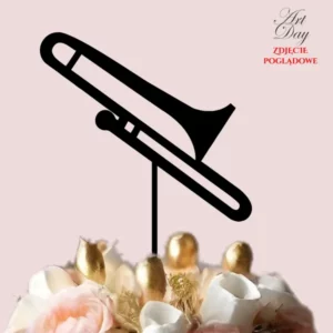 Topper muzyczny instrumenty muzyczne – puzon Dekoracje laserowe topper muzyczny instrumenty muzyczne puzon