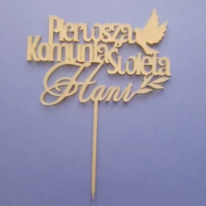 Topper Pierwsza Komunia Święta imię gołąb gałązka oliwna Art Day