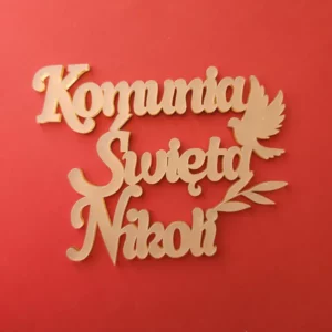 Topper Pierwsza Komunia Święta imię gołąb gałązka oliwna Art Day