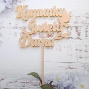 Topper Pierwsza Komunia Święta imię gołąb gałązka oliwna Art Day