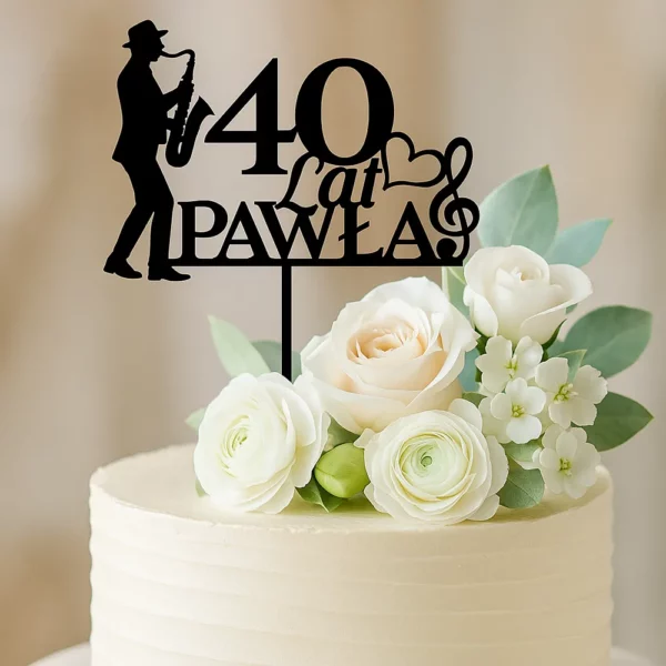 Topper muzyczny z saksofonistą – personalizowany Dekoracje laserowe Topper muzyczny z saksofonistą