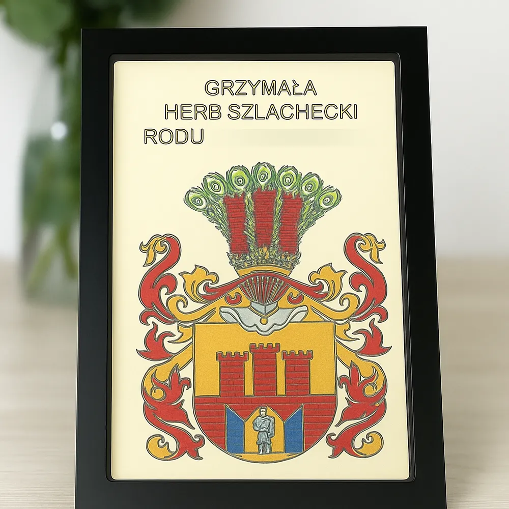 Tabliczka mosiężna ręcznie malowana z grawerem CNC – 75×100 mm grawer CNC Tabliczka mosiężna grawerowana CNC herb ręcznie malowany Art&Day-artday