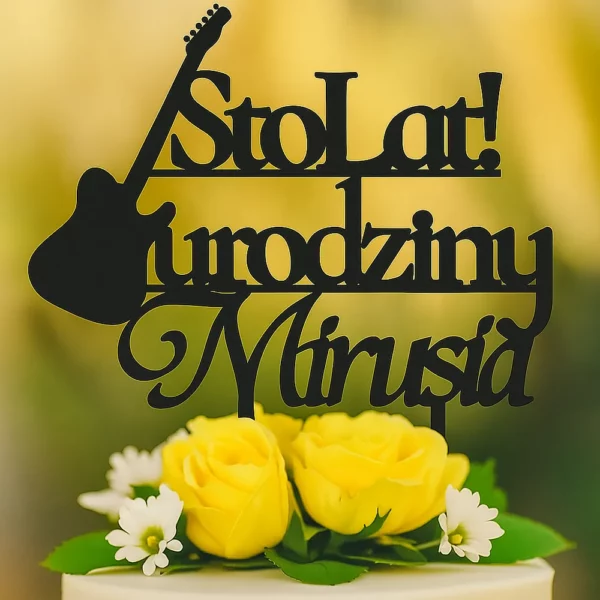 Topper Sto Lat urodziny z gitarą 2 nóżki artday