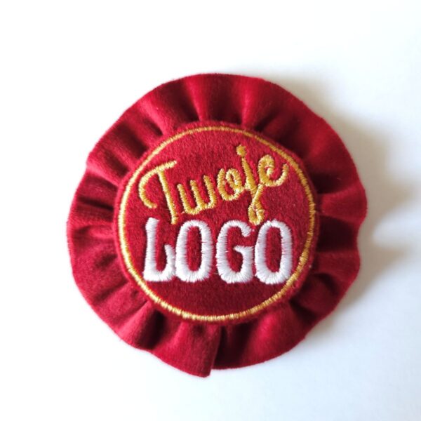 Kotylion haftowany personalizowany aksamit złote nici ręcznie wykonany laserowo wycinany