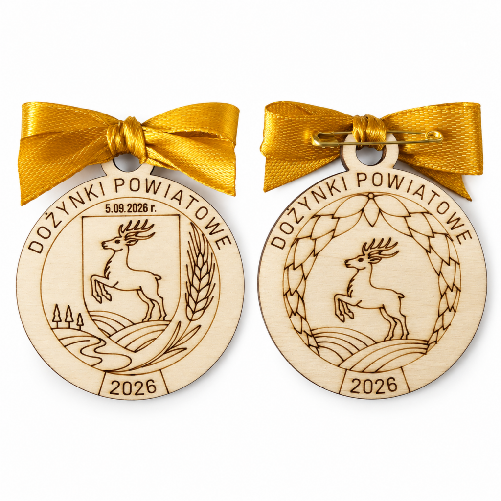 Kotylion drewniany dwustronny personalizowany – dowolny napis lub logo Dekoracje laserowe Kotylion drewniany dwustronny personalizowany – dowolny napis lub logo
